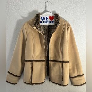 I.e. Relaxed tan/brown sued, fur jacket